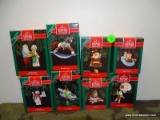 10 HALLMARK ORNAMENTS. INCLUDES DAUGHTER, ROCKING HORSE, GIFT EXCHANGE MR. AND MRS. CLAUS, POLAR