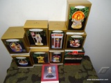 9 HALLMARK ORNAMENTS AND 1 DISPLAY STAND. INCLUDES MY FIRST HOT WHEELS WITH LIGHT AND MOTION,