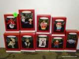 10 HALLMARK ORNAMENTS. INCLUDES BABY'S FIRST CHRISTMAS, NIECE, DAD, GRANDMOTHER, FELIZ NAVIDAD,