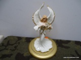 DANBURY MINT PORCELAIN ANGEL WITH STAND AND CANDLES 