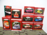 10 HALLMARK CAR ORNAMENTS: 98 CORVETTE. 66 MUSTANG. 37 FORD PICKUP. LUNAROVER. ETC. RETAIL TOTAL