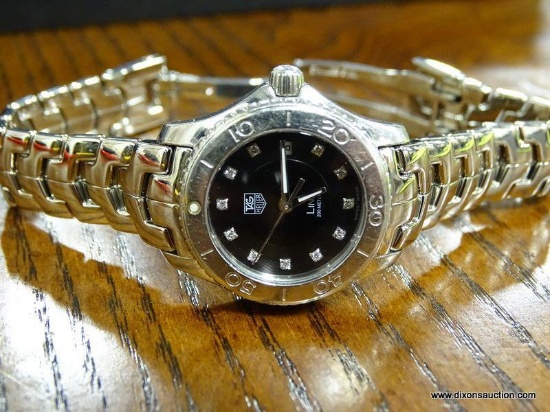 Estate Tag Heuer Ladies "Link" quartz wristwatch. Beautiful. All Stainless Steel Case & Bracelet.
