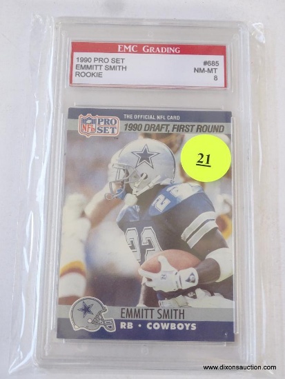 (SC) 1990 PR SET EMMITT SMITH ROOKIE FOOTBALL CARD (GRADED).