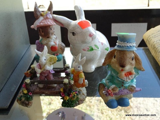 (WR) LOT OF 4 BUNNY FIGURINES.