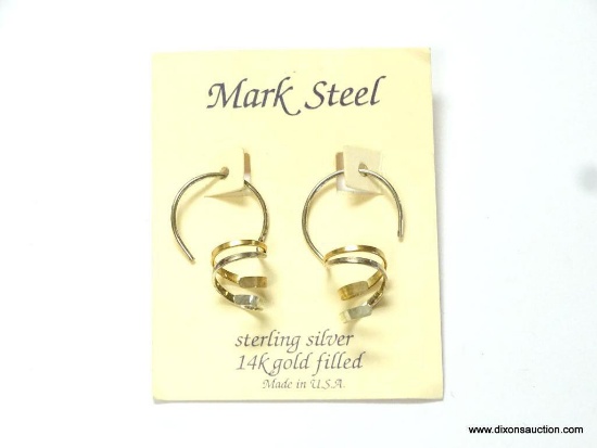 PAIR OF .925 STERLING SILVER & 14K GOLD FILLED MARK STEEL EARRINGS.