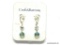 CROFT & BARROW IRIDESCENT BEAD DECORATED SILVER TONE PIERCED EARRINGS ON ORIGINAL DISPLAY CARD. 1.5