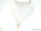 GOLD TONE CROSS PENDANT NECKLACE SET WITH RHINESTONES. 18