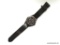 AMERICAN EAGLE OUTFITTERS EASY TO READ MEN'S QUARTZ WATCH. GENUINE LEATHER BAND. BLACK FINISH WATCH