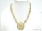 ESTATE GOLD TONE LION HEAD PENDANT STATEMENT NECKLACE. 18