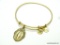 ALEX AND ANI GOLD TONE BRACELET DATED 2015 WITH MOTHER MARY MEDALLION CHARM THAT READS MOTHER MARY