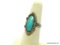 NATIVE AMERICAN STERLING SILVER AND TURQUOISE RING. ARTIST SIGNED INSIDE AND MARKED STERLING. SIZE