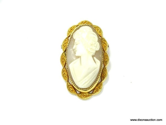 Fantastic. early gold filled Cameo brooch measures 1.5 inches long mark on the back has to be in