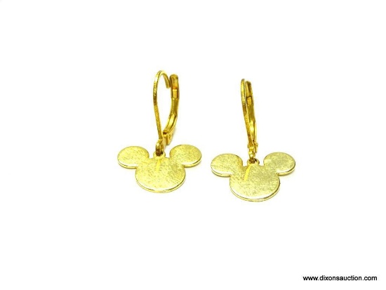 Pair of Disney, Mickey Mouse Earrings. Gold tone finish. Nice!