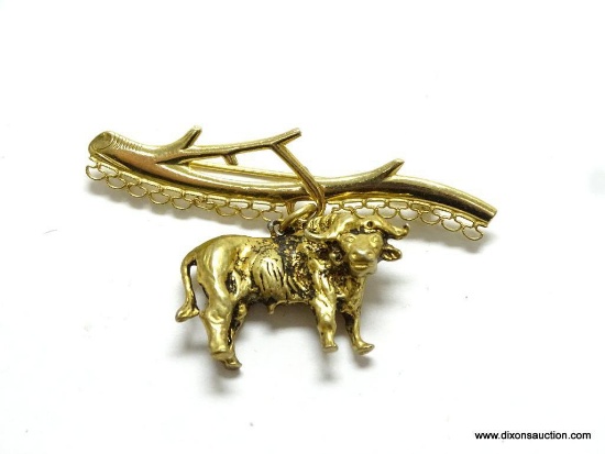RARE VINTAGE SIGNED ELCO 12K GOLD FILLED VINTAGE BROOCH/PIN WITH A 3 DIMENSIONAL GOLD FILLED HEAVY