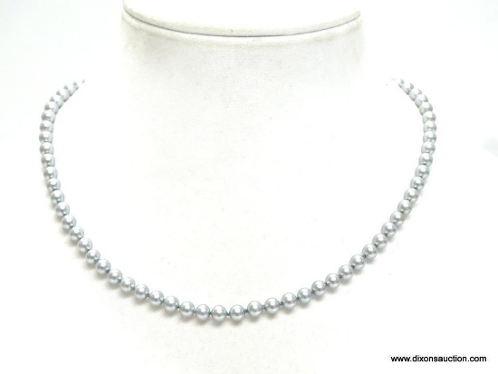Very Nice Sterling Silver & Pearl Necklace. Measures 18.5" long. In very good condition.