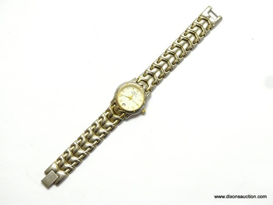 ANNE KLEIN II LADIES WATCH WITH DATE WINDOW AT 6 O'CLOCK. 2 TONE FINISH. MODEL# 10/4059. 6.5" LONG.