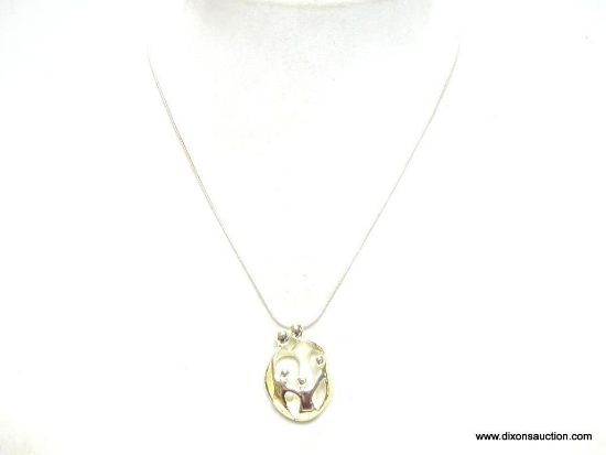 Very Nice Sterling Silver Necklace & Pendant. Measures 18 inches long has a happy family pendant on