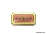 VINTAGE GUILLOCHE ENAMEL PIN DECORATED WITH FLOWERS. 1 3/8