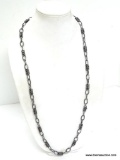 DESIGNER SIGNED NY HEAVY METAL LINK STATEMENT NECKLACE WITH EBONIZED BLACK FINISH. 36