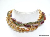 VERY NICE SIGNED EXPRESS 4 STRAND STONE BEAD NECKLACE. 16