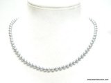 Very Nice Sterling Silver & Pearl Necklace. Measures 18.5