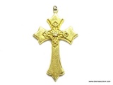 VINTAGE GOLD FILLED CROSS PENDANT WITH APPLIED DECORATION. 2.5