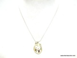 Very Nice Sterling Silver Necklace & Pendant. Measures 18 inches long has a happy family pendant on