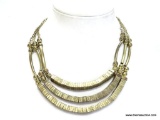 VINTAGE BRASS 3 TIER MODERNIST NECKLACE. 18