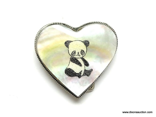 PANDA - MOTHER OF PEARL BLACK ONYX BELT BUCKLE