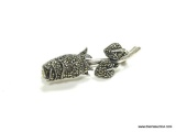 .925 STERLING SILVER LADIES FLORAL BROOCH - VASE AND FLOWERS