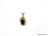 10K YELLOW GOLD LADIES SAPPHIRE DIAMOND PENDANT