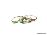 .925 STERLING SILVER LADIES SAPPHIRE RUBY TRIO RINGS SIZE 6.5