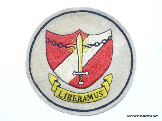 USAAF World War II Army Air Corps Flight Jacket Bomb Squadron Patch. Measures 4 5/8" wide by 5