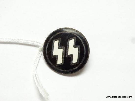 German World War II Waffen SS Party Member Runic Badge. Measures 7/8" in diameter. The reverse side