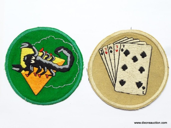 (2) USAAF World War II Army Air Corps Flight Jacket Bomb Squadron Patches. They measure 5" in