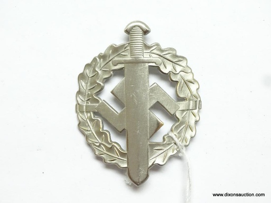 German World War II Silver SA Sports Badge. The reverse side is maker marked "E Schneider Entum DSA