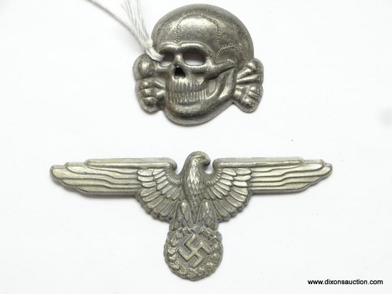 German World War II Waffen SS Officers Visor Cap Eagle & Skull. The reverse side is maker marked