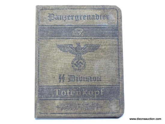 German WWII Waffen SS Panzergrenadier Totenkopf Soldier ID Booklet. Measures 3 5/16" wide by 5 1/16"