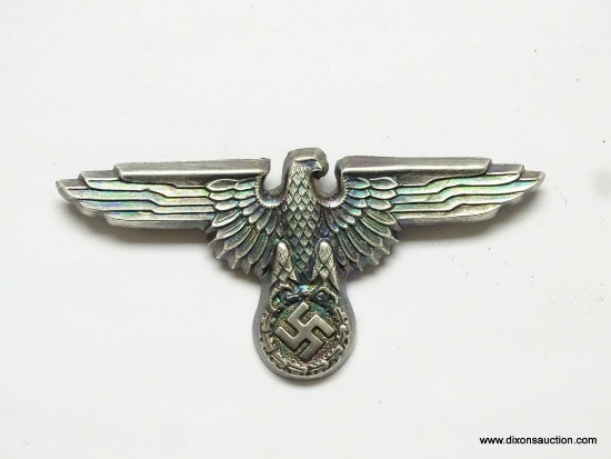 German World War II Waffen SS Officers Visor Cap Eagle. The reverse side is maker marked "RZM