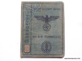 German WWII Waffen SS Ahnenerbe Reichsfuhrer Soldier ID Booklet. Measures 3 5/16