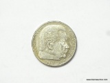 German World War II Chancellor Paul von Hindenburg 5 Mark Silver Coin. Measures 1 1/8