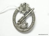 German World War II Army Flak Artillery Badge. The reverse side is maker marked 