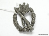 German World War II Army Silver Infantry Assault Badge. The reverse side is maker marked 