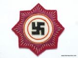 German World War II Cloth German Cross in Gold. Silver bullion wire machine embroidered on a wool