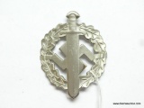 German World War II Silver SA Sports Badge. The reverse side is maker marked 