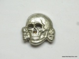 German World War II Waffen SS Officers Visor Cap Skull. The reverse side is maker marked 