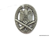 German World War II Army Silver General Assault Badge. The reverse side is maker marked 