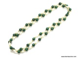 LADIES 8MM JADE BEADS WITH FRESHWATER PEARLS AND 14K GOLD BEADS - 32''