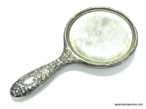 .925 STERLING SILVER LADIES REPOUSSE MIRROR 9'' 243 GRAMS - RARE