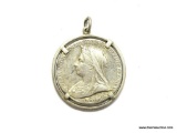 SILVER 1837-1887 GREAT BRITAIN QUEEN VICTORIA 50TH YEAR SILVER MEDAL IN A STERLING SILVER BEZEL -